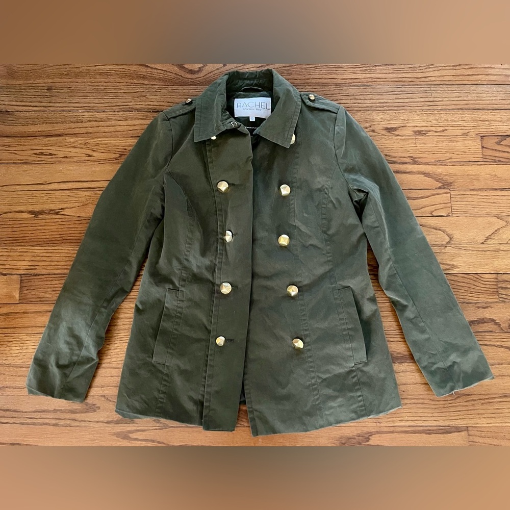 Rachel Roy Olive Green Goldtone Buttons Military Style Jacket Women’s Size Small - Picture 2 of 9